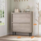 Wooden Shoe Cabinet with 2 Flip Drawers and Adjustable Shelf, Shoe Storage for Entryway, Hidden Shoe Cabinet for Hallway, Living Room, Grey