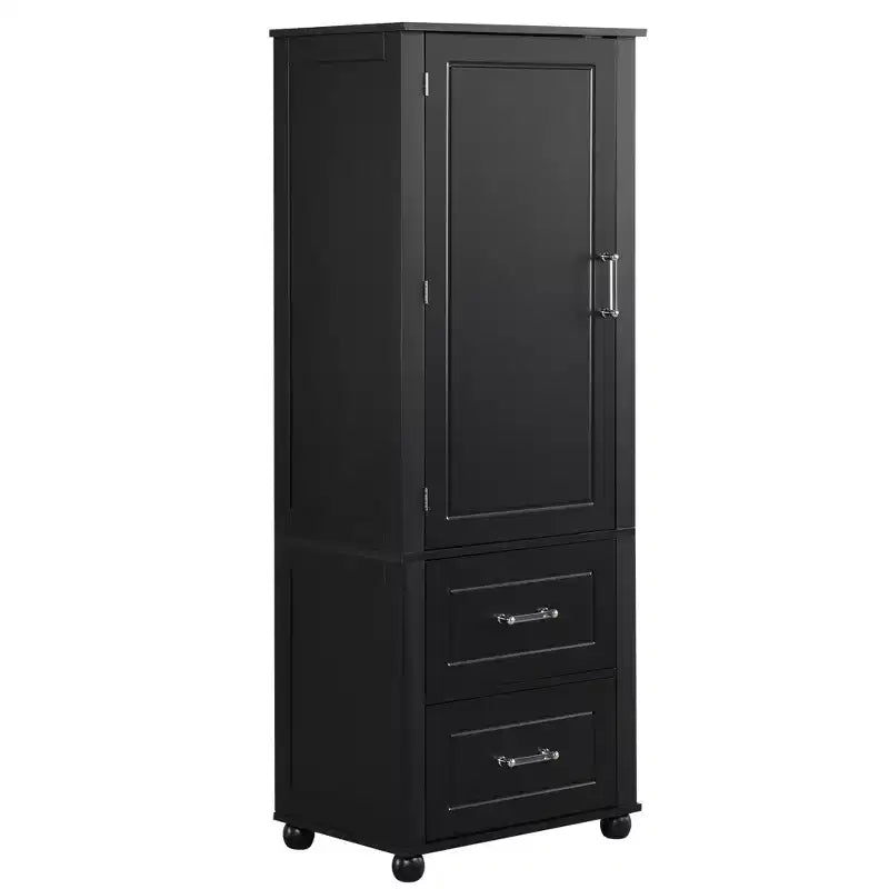 Tall Bathroom Storage Cabinet, Freestanding Storage Cabinet with Two Drawers and Adjustable Shelf