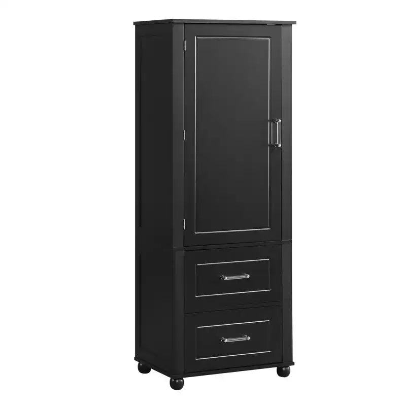 Tall Bathroom Storage Cabinet, Freestanding Storage Cabinet with Two Drawers and Adjustable Shelf
