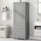 Tall Bathroom Storage Cabinet, Freestanding Storage Cabinet with Two Drawers and Adjustable Shelf