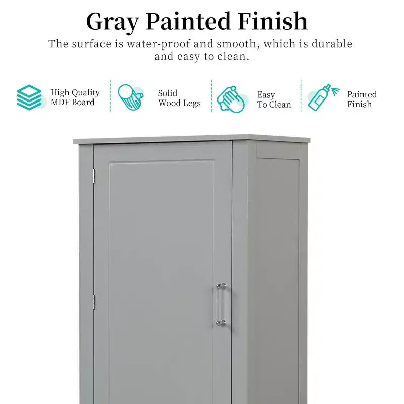 Tall Bathroom Storage Cabinet, Freestanding Storage Cabinet with Two Drawers and Adjustable Shelf