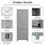 Tall Bathroom Storage Cabinet, Freestanding Storage Cabinet with Two Drawers and Adjustable Shelf