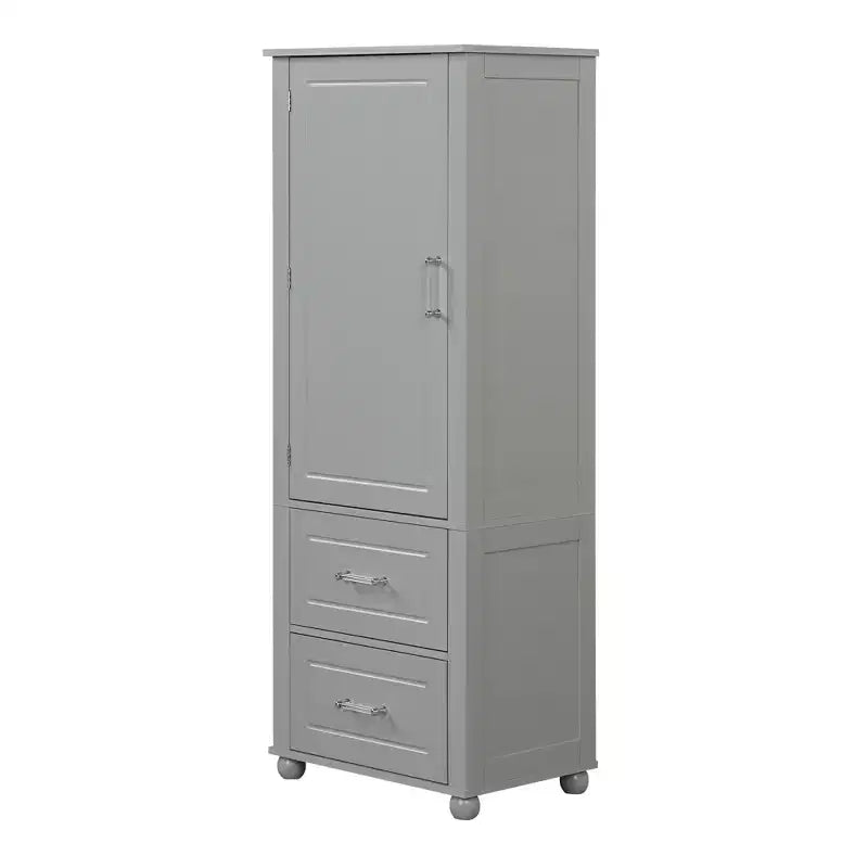 Tall Bathroom Storage Cabinet, Freestanding Storage Cabinet with Two Drawers and Adjustable Shelf