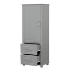 Tall Bathroom Storage Cabinet, Freestanding Storage Cabinet with Two Drawers and Adjustable Shelf