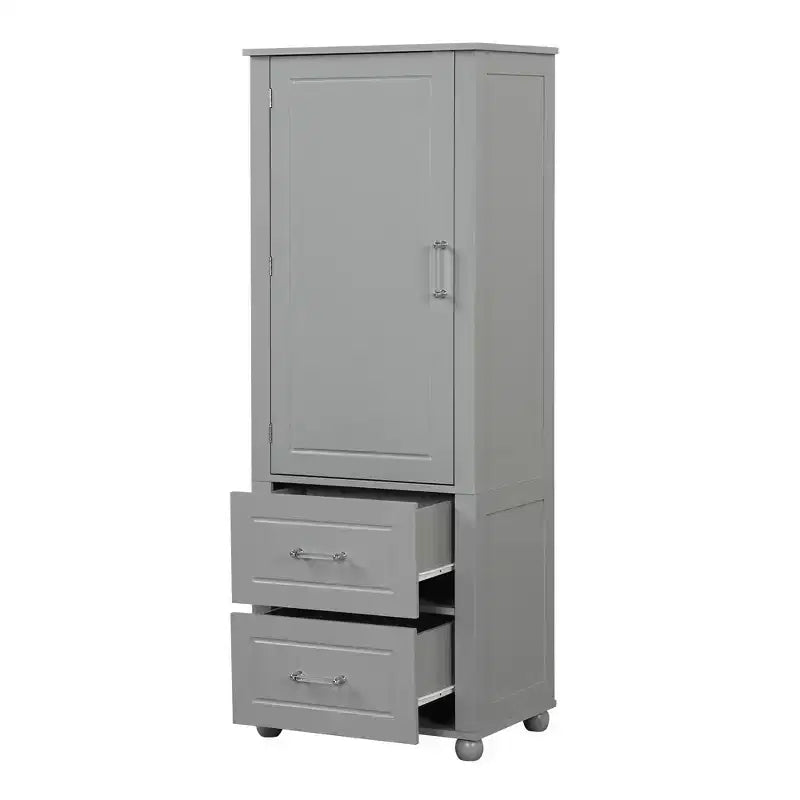 Tall Bathroom Storage Cabinet, Freestanding Storage Cabinet with Two Drawers and Adjustable Shelf