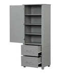 Tall Bathroom Storage Cabinet, Freestanding Storage Cabinet with Two Drawers and Adjustable Shelf