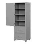 Tall Bathroom Storage Cabinet, Freestanding Storage Cabinet with Two Drawers and Adjustable Shelf