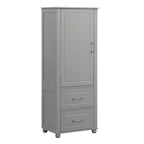Tall Bathroom Storage Cabinet, Freestanding Storage Cabinet with Two Drawers and Adjustable Shelf