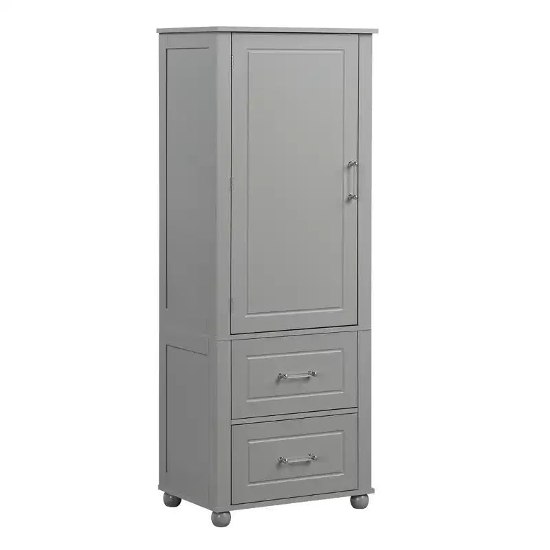 Tall Bathroom Storage Cabinet, Freestanding Storage Cabinet with Two Drawers and Adjustable Shelf
