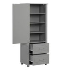 Tall Bathroom Storage Cabinet, Freestanding Storage Cabinet with Two Drawers and Adjustable Shelf