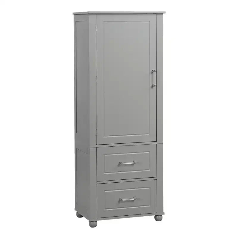 Tall Bathroom Storage Cabinet, Freestanding Storage Cabinet with Two Drawers and Adjustable Shelf