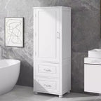 Tall Bathroom Storage Cabinet, Freestanding Storage Cabinet with Two Drawers and Adjustable Shelf