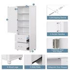 Tall Bathroom Storage Cabinet, Freestanding Storage Cabinet with Two Drawers and Adjustable Shelf
