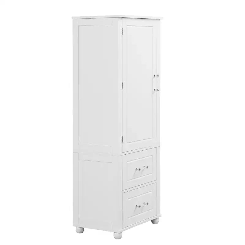 Tall Bathroom Storage Cabinet, Freestanding Storage Cabinet with Two Drawers and Adjustable Shelf
