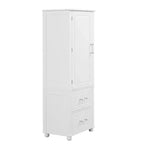 Tall Bathroom Storage Cabinet, Freestanding Storage Cabinet with Two Drawers and Adjustable Shelf