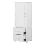 Tall Bathroom Storage Cabinet, Freestanding Storage Cabinet with Two Drawers and Adjustable Shelf