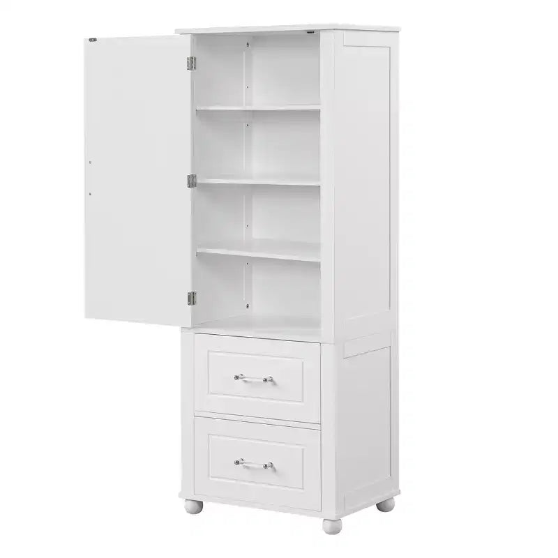 Tall Bathroom Storage Cabinet, Freestanding Storage Cabinet with Two Drawers and Adjustable Shelf