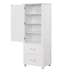 Tall Bathroom Storage Cabinet, Freestanding Storage Cabinet with Two Drawers and Adjustable Shelf