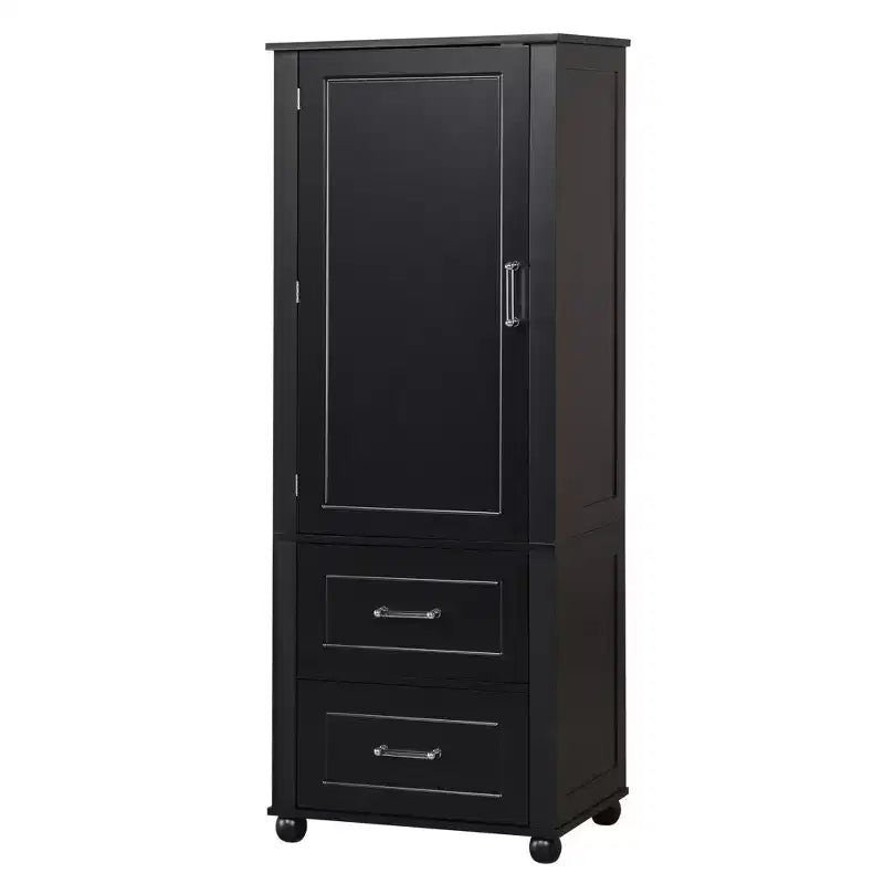 Tall Bathroom Storage Cabinet, Freestanding Storage Cabinet with Two Drawers and Adjustable Shelf