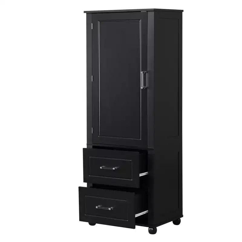 Tall Bathroom Storage Cabinet, Freestanding Storage Cabinet with Two Drawers and Adjustable Shelf