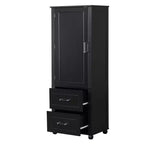 Tall Bathroom Storage Cabinet, Freestanding Storage Cabinet with Two Drawers and Adjustable Shelf