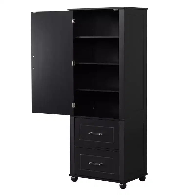 Tall Bathroom Storage Cabinet, Freestanding Storage Cabinet with Two Drawers and Adjustable Shelf