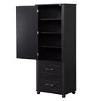 Tall Bathroom Storage Cabinet, Freestanding Storage Cabinet with Two Drawers and Adjustable Shelf
