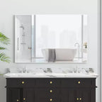 48x32 Modern White Frame Bathroom Mirror: Oversized, Aluminum, Wall Mounted, Vertical/Horizontal