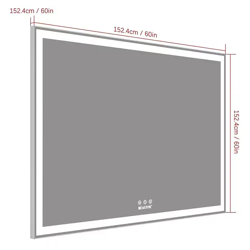 60x40 suuri LED-kylpyhuoneen peili: seinäkiinnitteinen, 3 värivaihtoehtoa, alumiinikehys, suuri