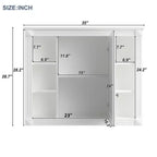 Wall-Mounted Bathroom Storage 35x28 - Mirrored Cabinet with Open Shelving