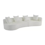 126 Modern Boucle Upholstered 5 Seater Curved Sectional Sofa with Pillows
