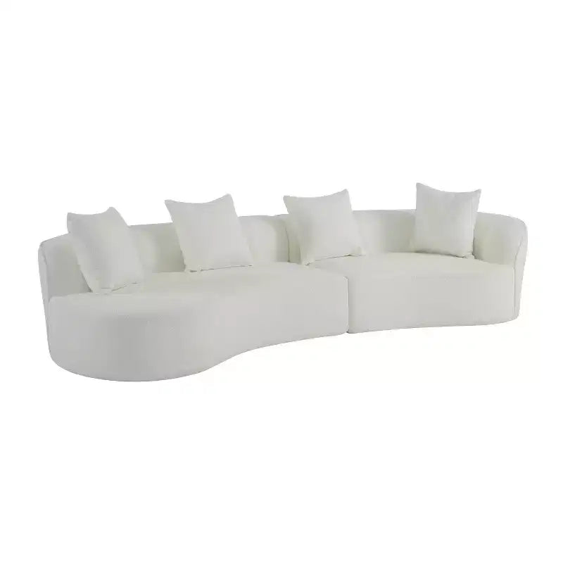 126 Modern Boucle Upholstered 5 Seater Curved Sectional Sofa with Pillows