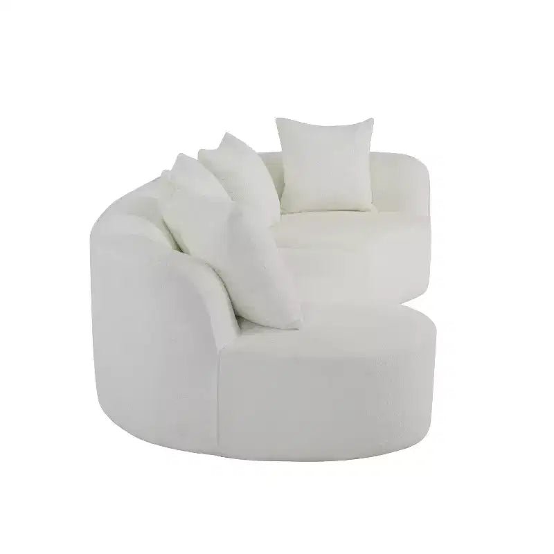 126 Modern Boucle Upholstered 5 Seater Curved Sectional Sofa with Pillows