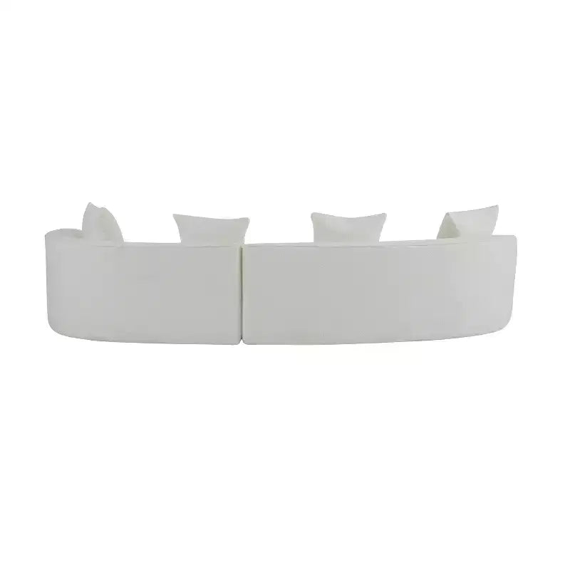126 Modern Boucle Upholstered 5 Seater Curved Sectional Sofa with Pillows