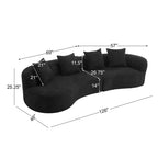 126 Modern Boucle Upholstered 5 Seater Curved Sectional Sofa with Pillows
