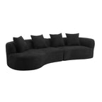 126 Modern Boucle Upholstered 5 Seater Curved Sectional Sofa with Pillows