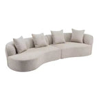 126 Modern Boucle Upholstered 5 Seater Curved Sectional Sofa with Pillows