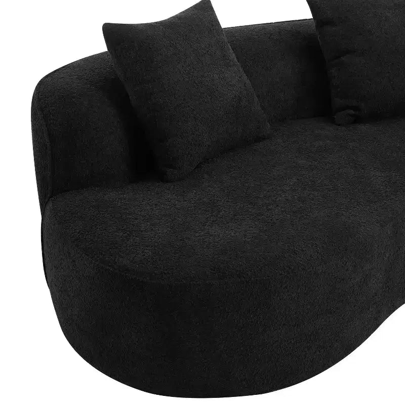 126 Modern Boucle Upholstered 5 Seater Curved Sectional Sofa with Pillows