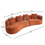 126 Modern Boucle Upholstered 5 Seater Curved Sectional Sofa with Pillows