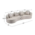 126 Modern Boucle Upholstered 5 Seater Curved Sectional Sofa with Pillows