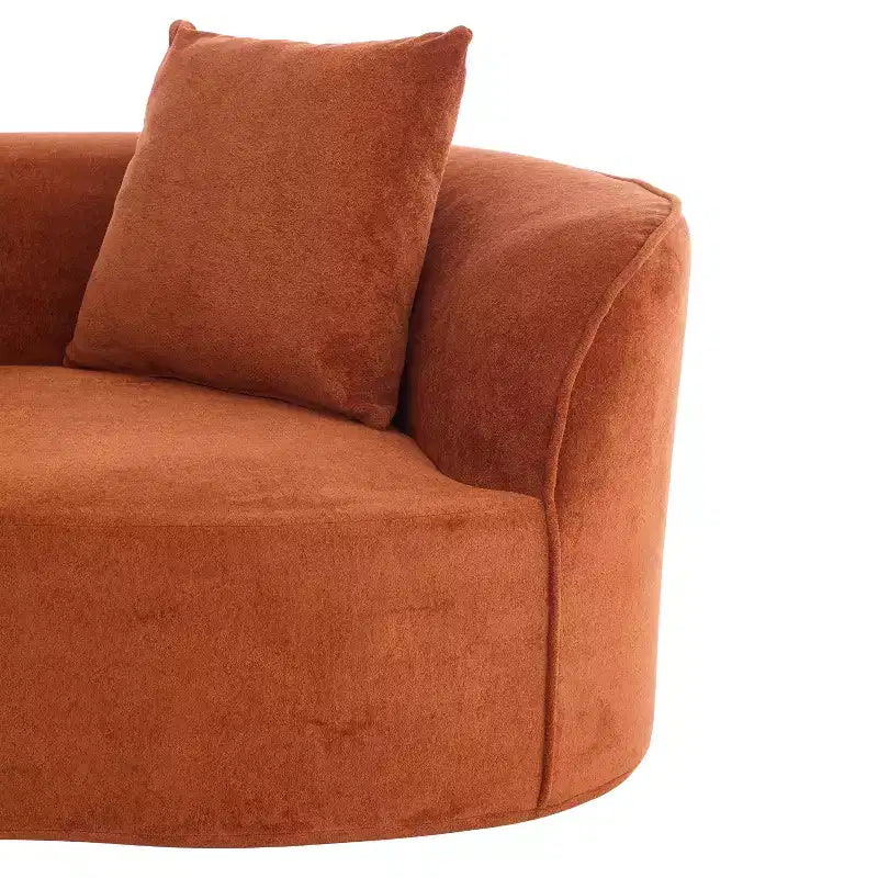 126 Modern Boucle Upholstered 5 Seater Curved Sectional Sofa with Pillows
