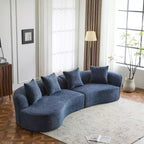 126 Modern Boucle Upholstered 5 Seater Curved Sectional Sofa with Pillows