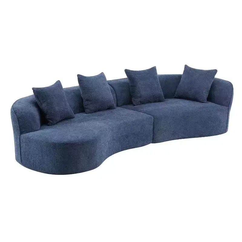 126 Modern Boucle Upholstered 5 Seater Curved Sectional Sofa with Pillows