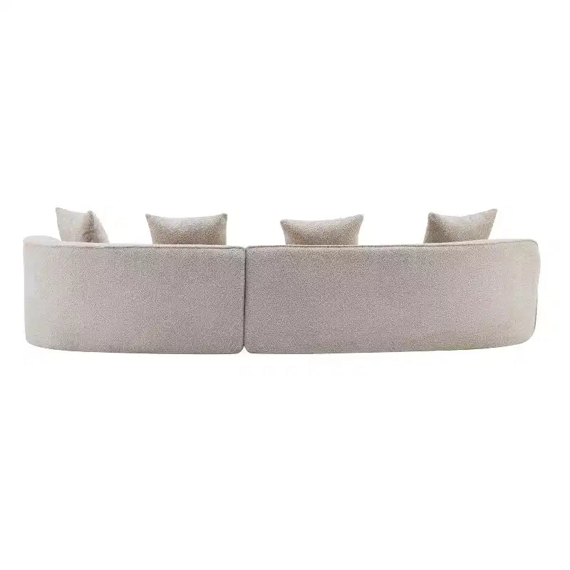 126 Modern Boucle Upholstered 5 Seater Curved Sectional Sofa with Pillows