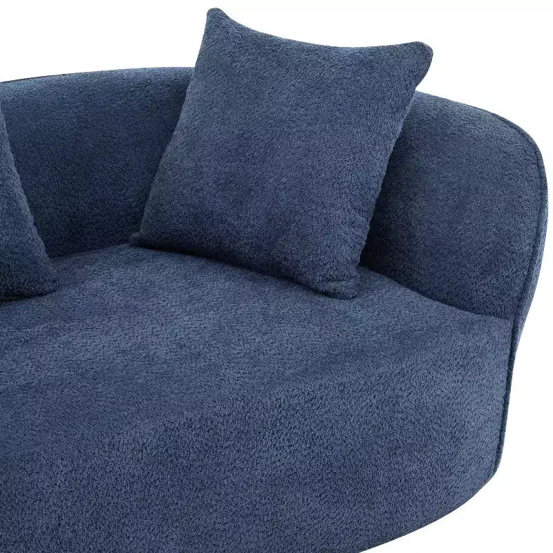 126 Modern Boucle Upholstered 5 Seater Curved Sectional Sofa with Pillows
