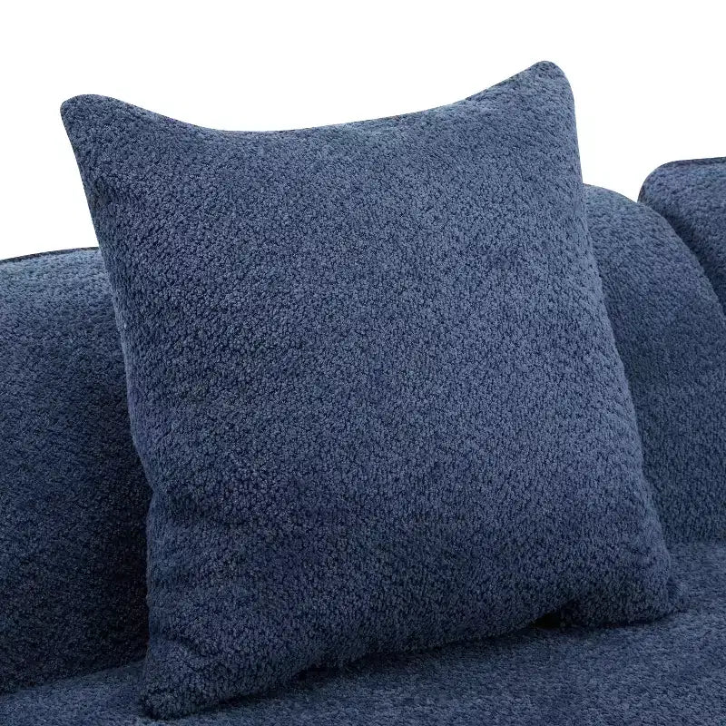 126 Modern Boucle Upholstered 5 Seater Curved Sectional Sofa with Pillows