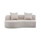 126 Modern Boucle Upholstered 5 Seater Curved Sectional Sofa with Pillows