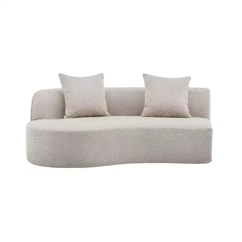 126 Modern Boucle Upholstered 5 Seater Curved Sectional Sofa with Pillows
