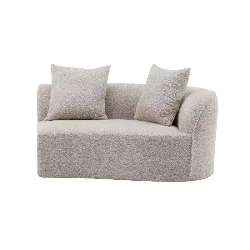 126 Modern Boucle Upholstered 5 Seater Curved Sectional Sofa with Pillows