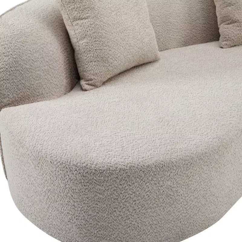 126 Modern Boucle Upholstered 5 Seater Curved Sectional Sofa with Pillows
